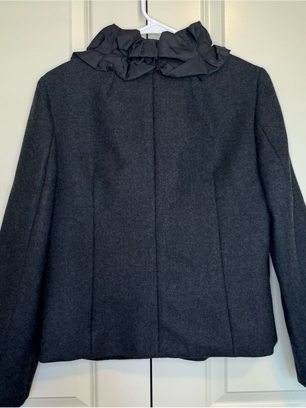 J. Crew Black Wool Ruffle-Trim Jacket - Picture 3 of 4